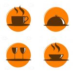 Brown on Orange Restaurant Themed Icon 4 Pack